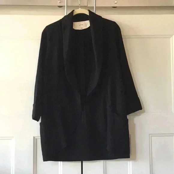 aritzia wilfred chevalier draped open tuxedo blazer black size 2 - Picture 2 of 9